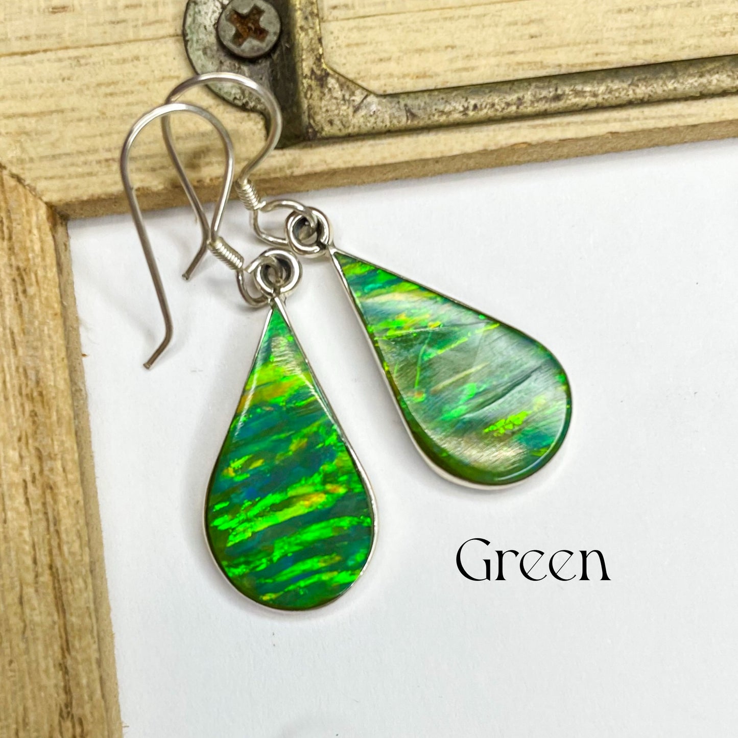 Teardrop Opal Dangle Earrings - SSS