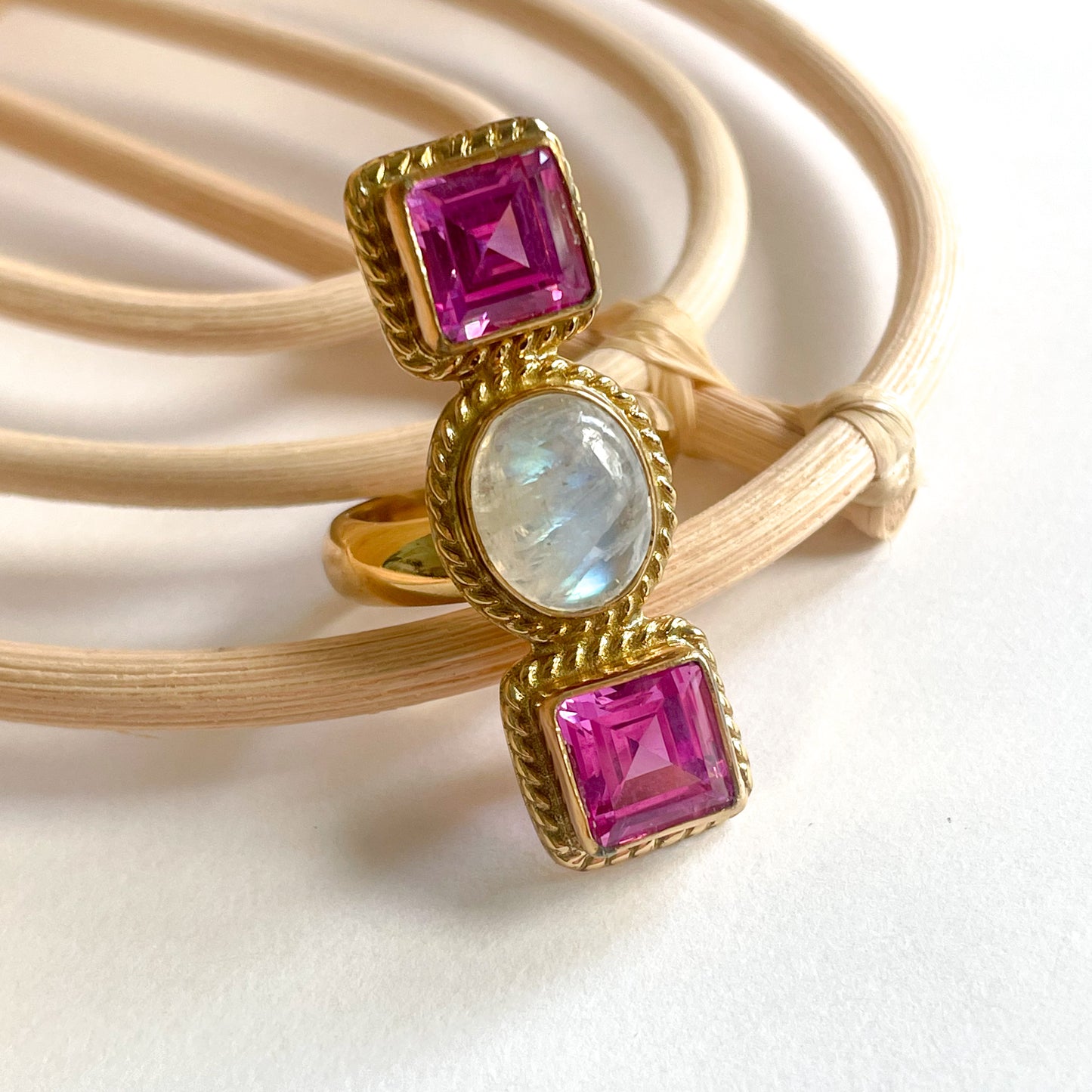 Pink Sapphire & Moonstone Crawler - Alchemia