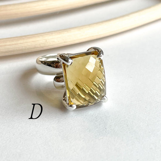 Load image into Gallery viewer, Whiskey Quartz Prong Ring - Solid Sterling Silver
