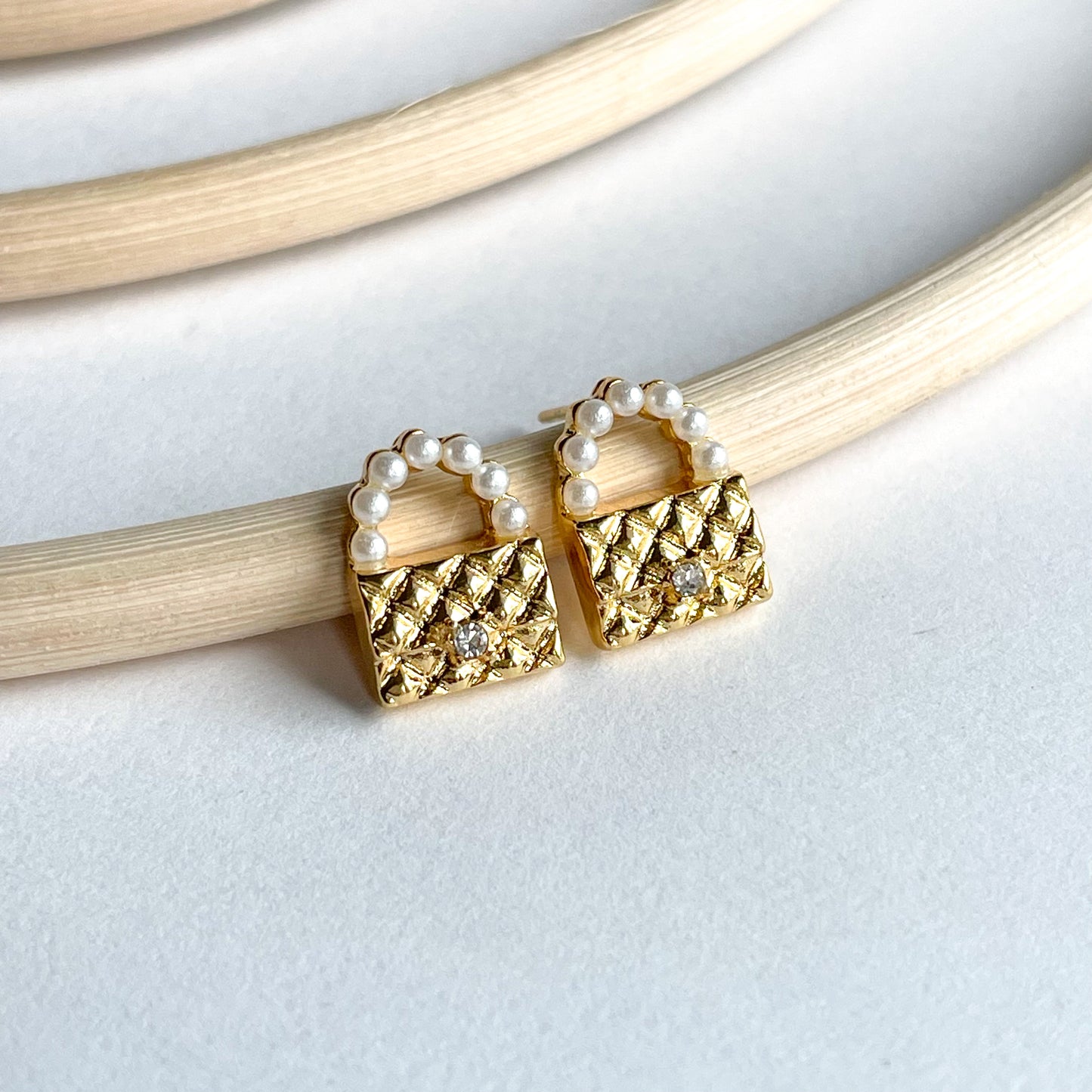 Pearl Lock Studs - 18k Gold Filled