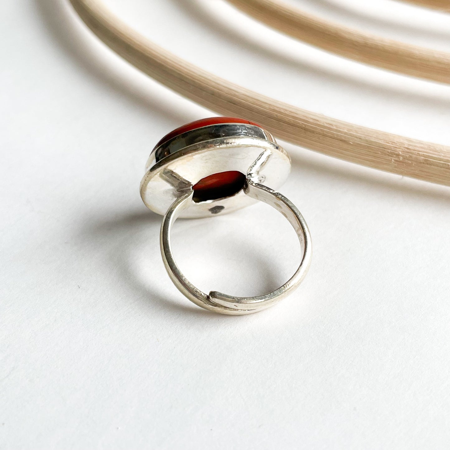 Red Jasper Polka Dot Ring - Solid Sterling Silver