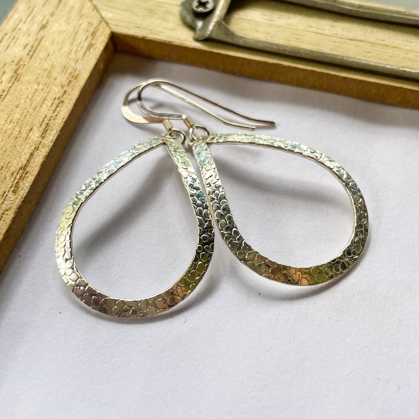 Tear Drop Dangle Earrings - Solid Sterling Silver