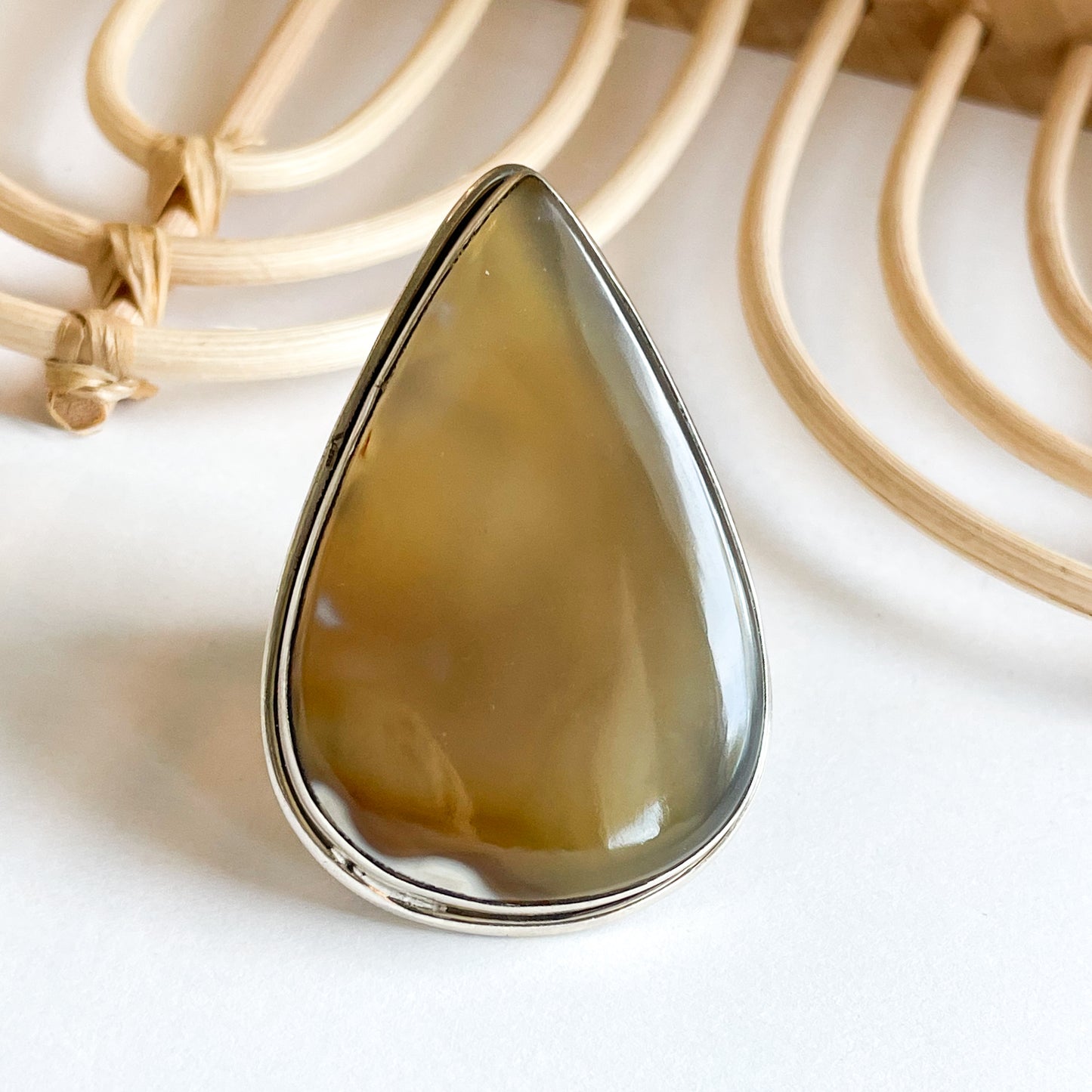 Montana Agate Flex Cuff Statement Ring - Solid Sterling Silver