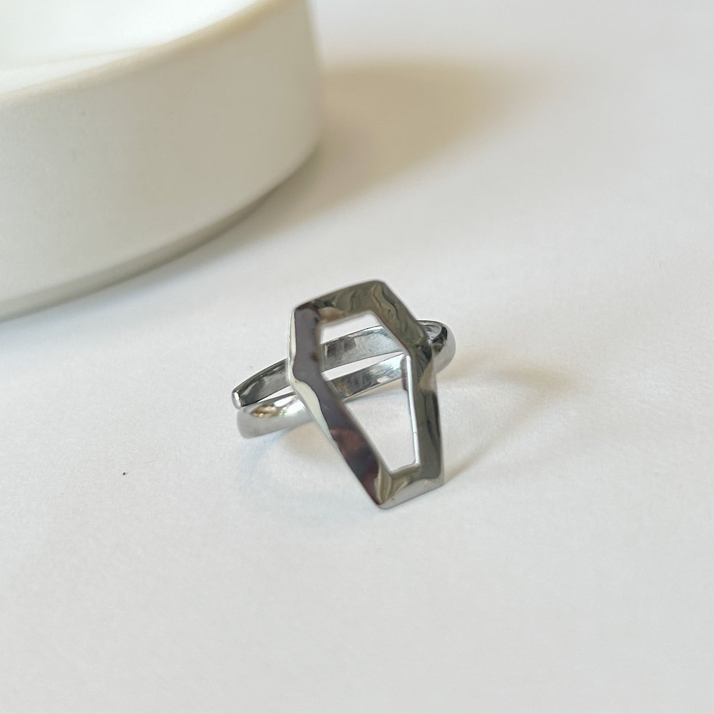 Hollow Coffin Ring - Solid Sterling Silver
