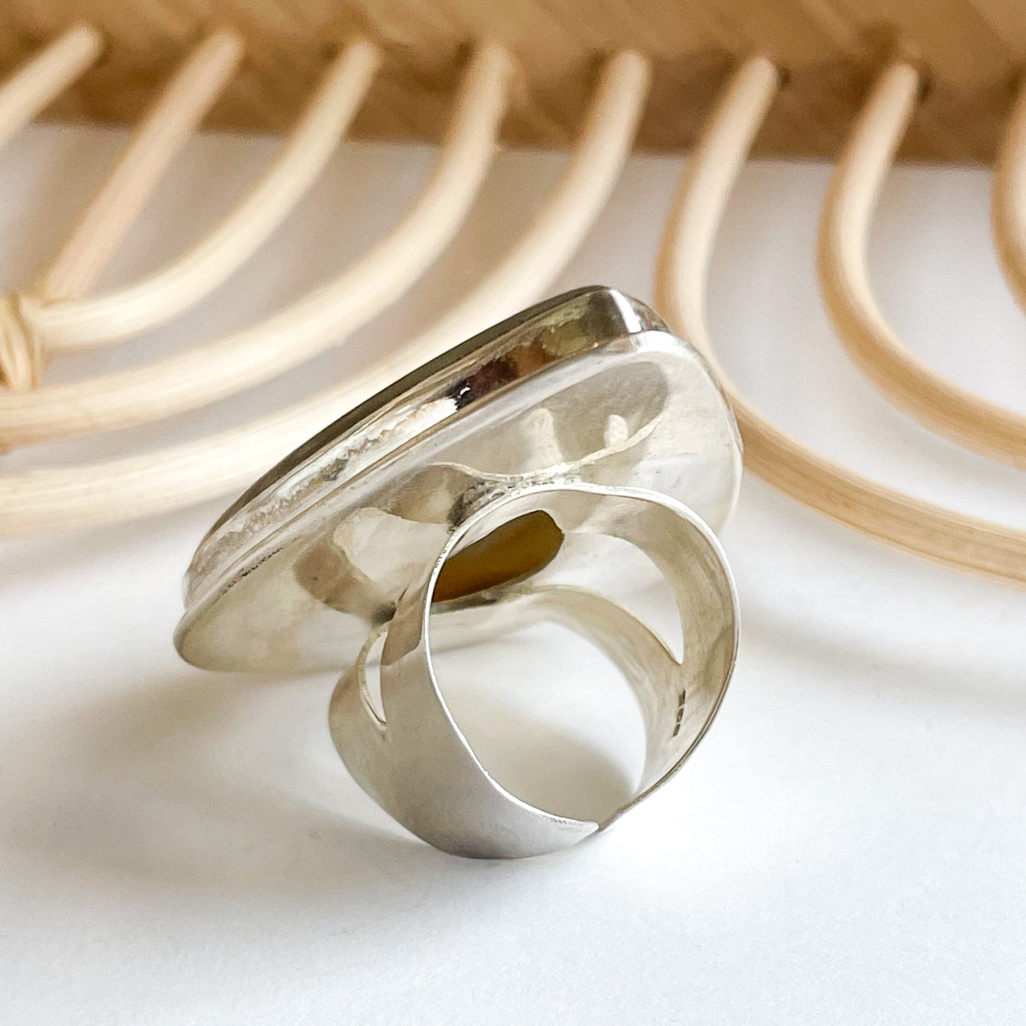 Montana Agate Flex Cuff Statement Ring - Solid Sterling Silver