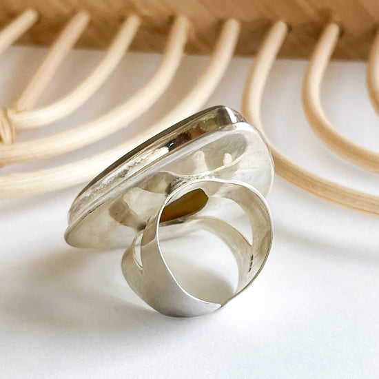 Montana Agate Flex Cuff Statement Ring - Solid Sterling Silver
