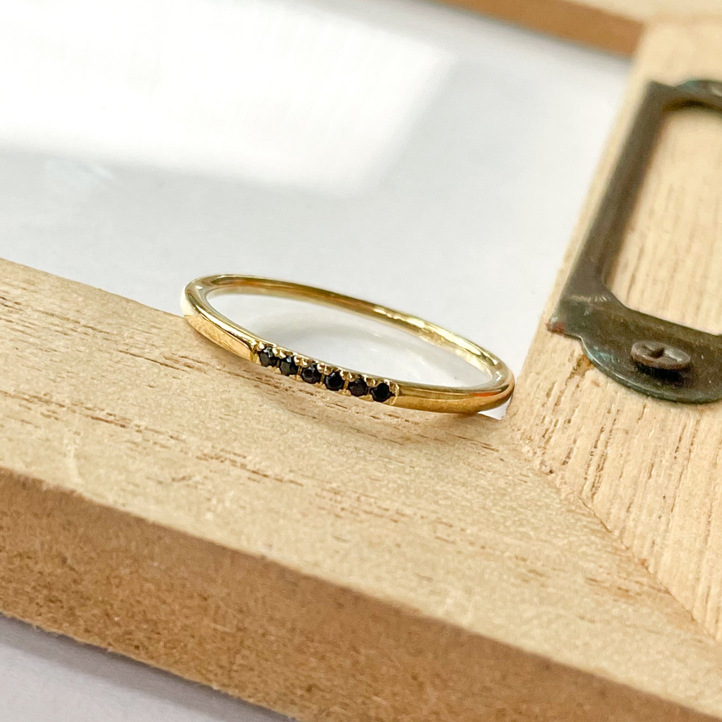 Dainty Black CZ Sized Ring - SSS or Vermeil