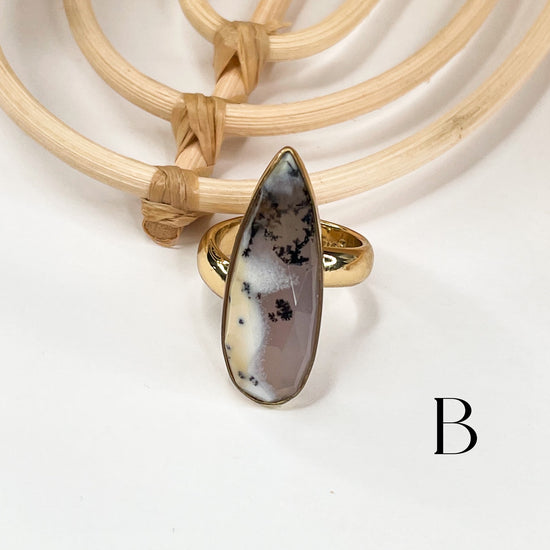 Slender Dendrite Opal Ring - Alchemia