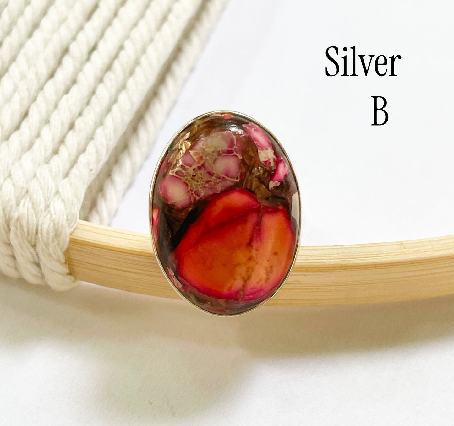 Vibrant Jasper Matrix Ring Mix - Both Metals