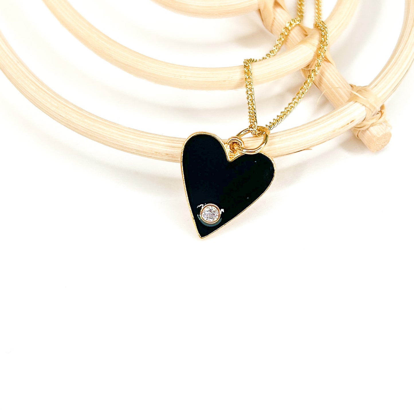 Heart Enamel Pendant - 18K Gold Filled