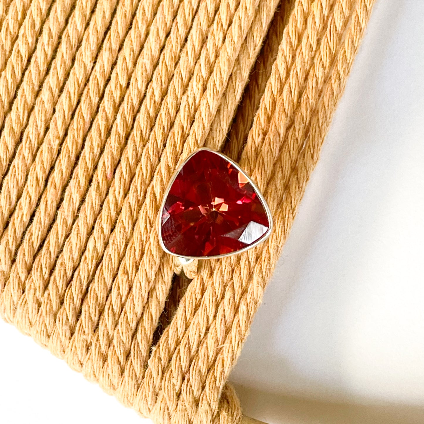 Red Mystic Quartz Quartz Bezel Ring - Solid Sterling Silver