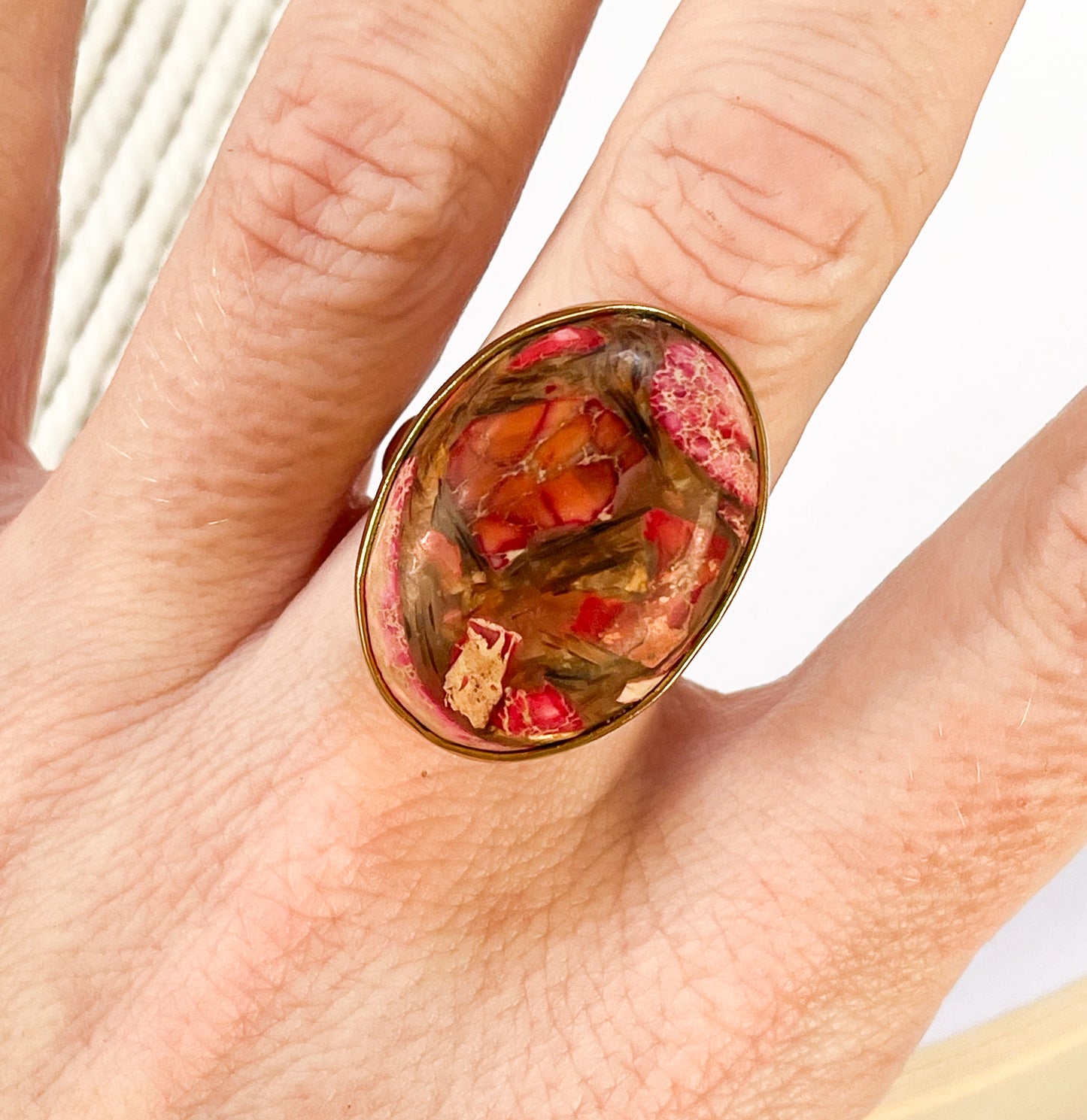 Vibrant Jasper Matrix Ring Mix - Both Metals