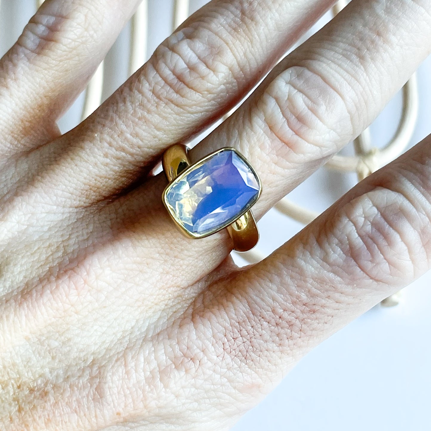 Rectangle Small Opalite Bezel Ring - Alchemia