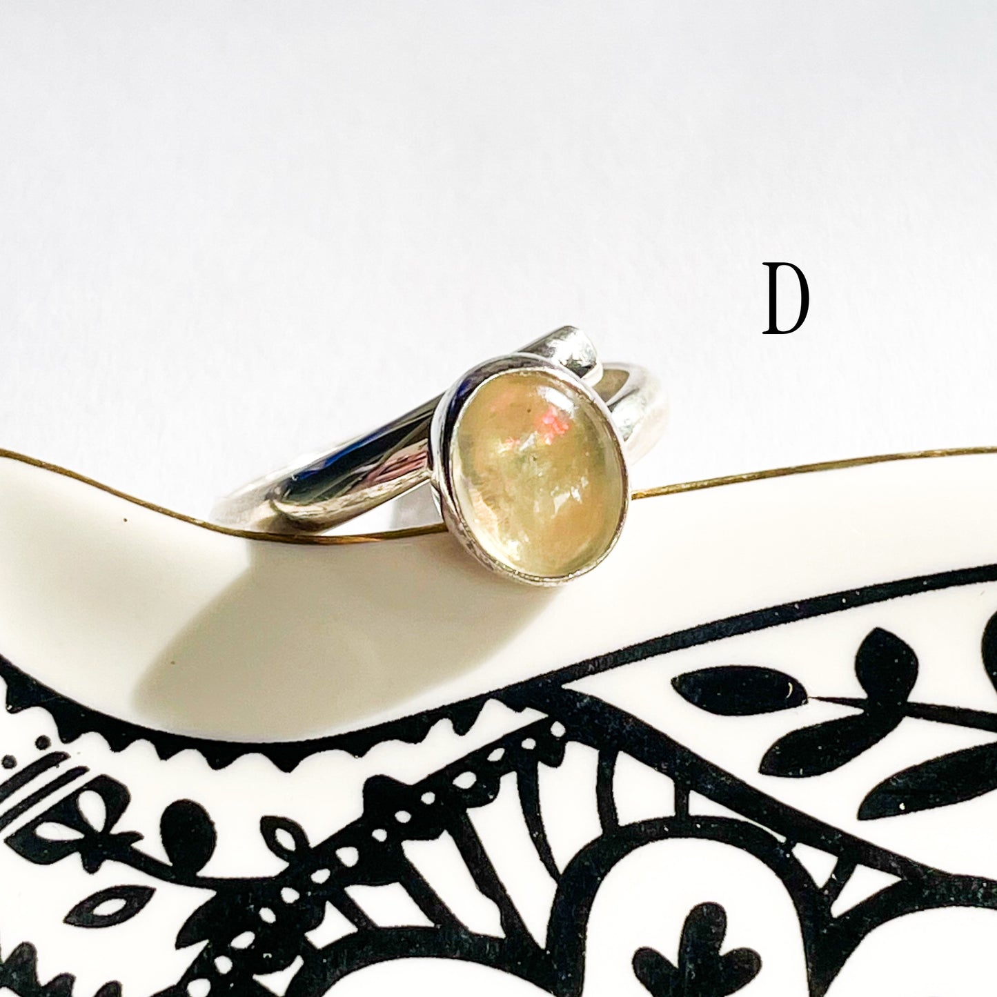 Dainty Ethiopian Opal Oval Ring - Solid Sterling Silver
