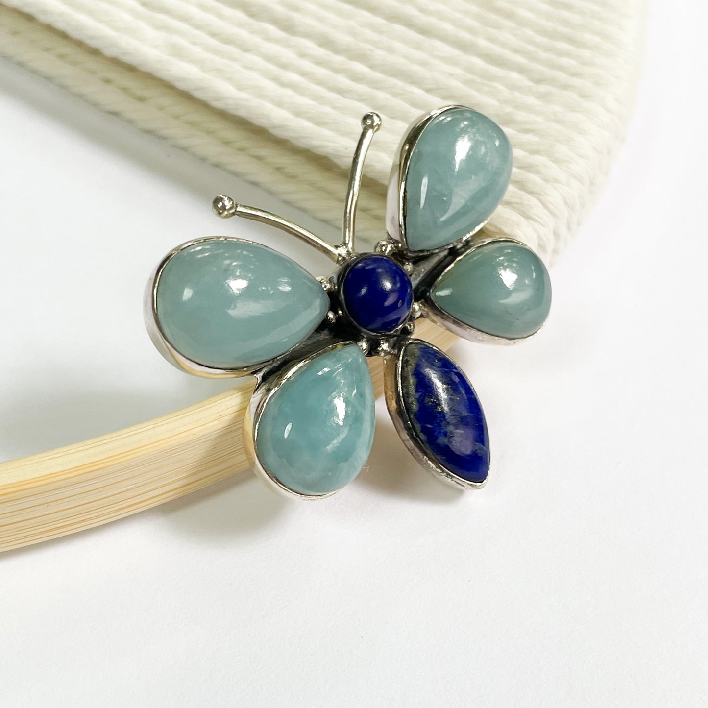 Dragonfly Multi Stone Ring - Solid Sterling Silver