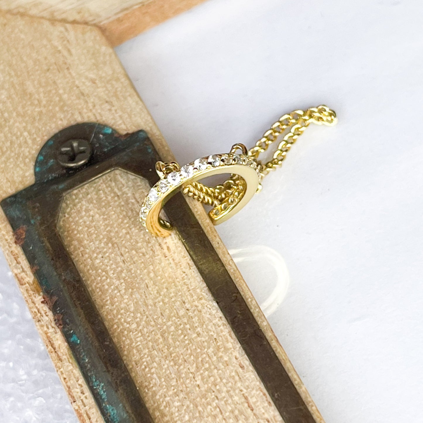 CZ  Ear Cuff w/ Rope - Solid Sterling Silver w/ 18k Gold Plate