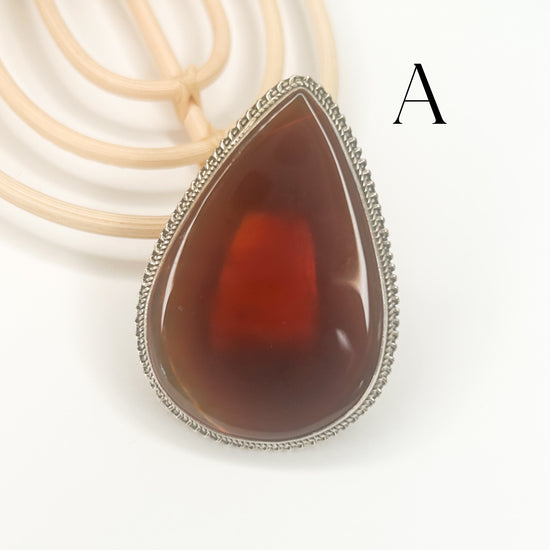 Agate Flex Cuff Statement Ring- -Solid Sterling Silver