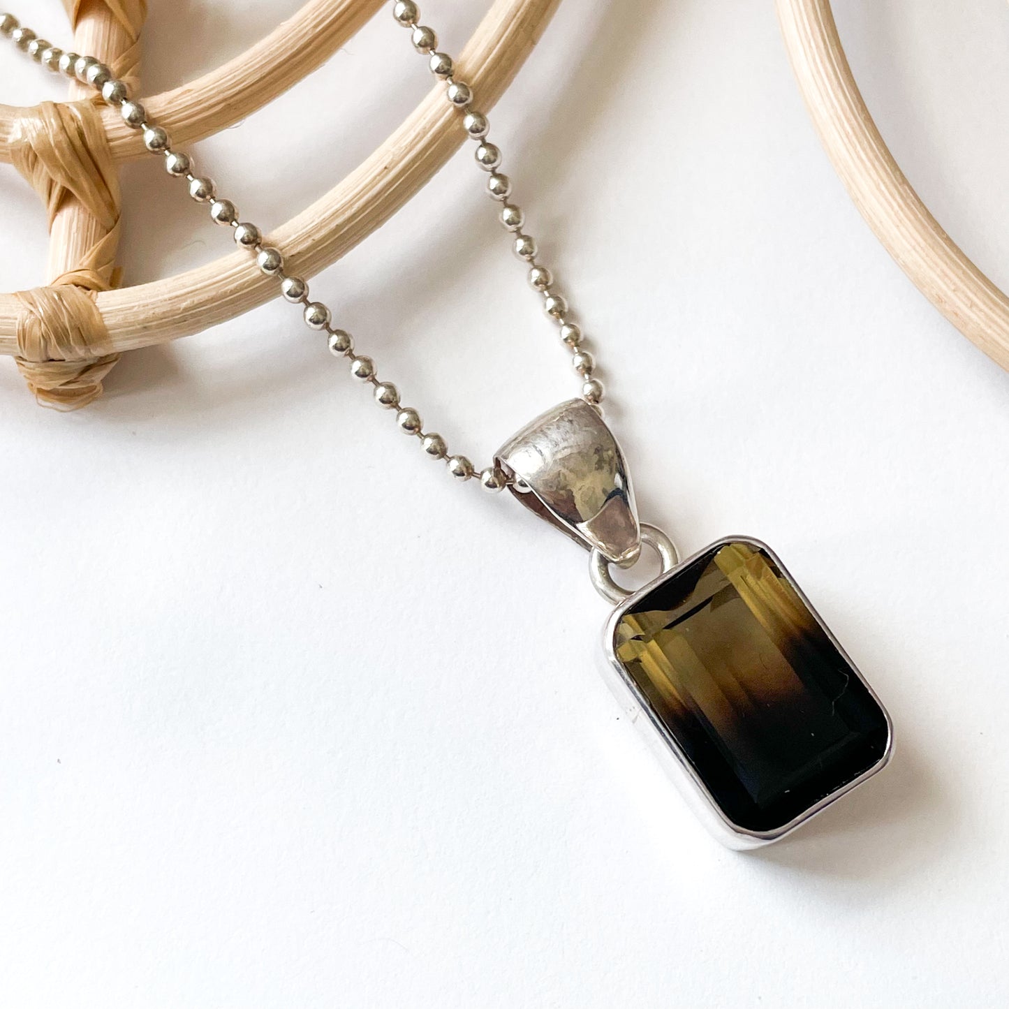 Bi-Color Smokey Citrine Pendant - Solid Sterling Silver