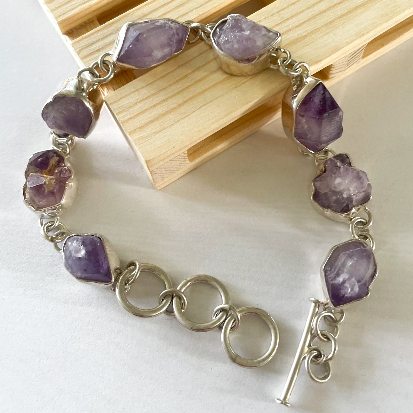 Raw Purple Quartz Bracelet - Sterling Silver