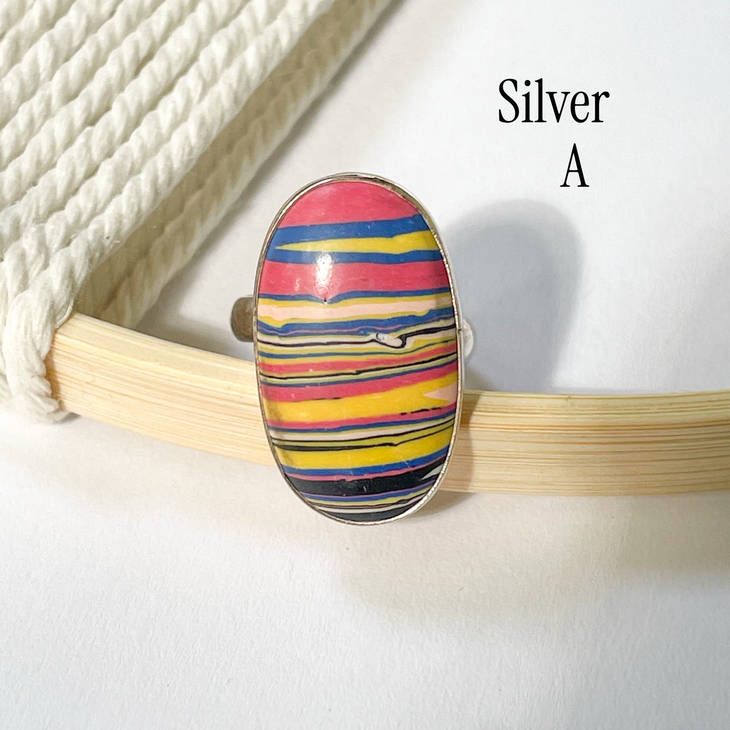 Fordite Ring -  Both Metals