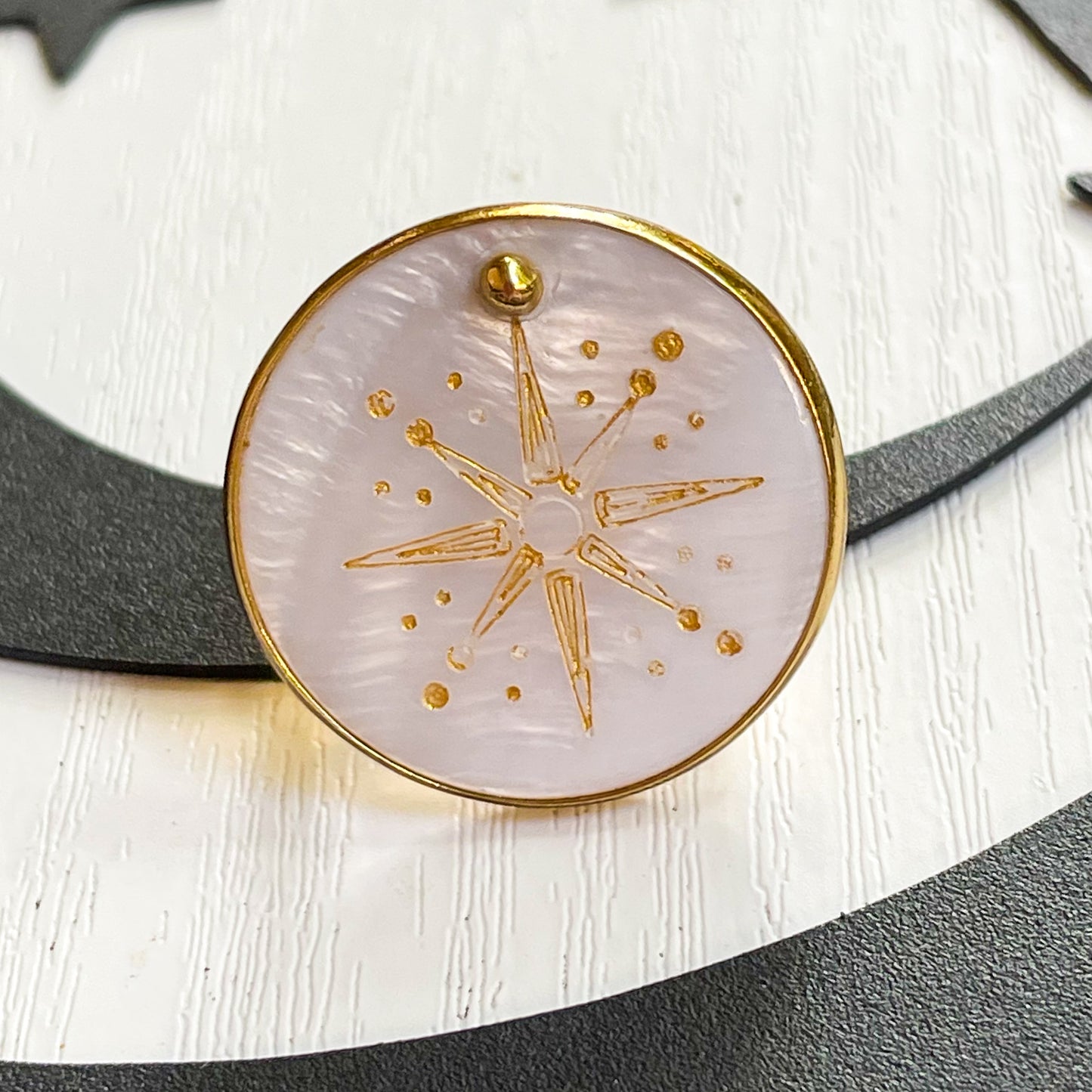 Mother of Pearl Sun Moon Ring - Alchemia Gold