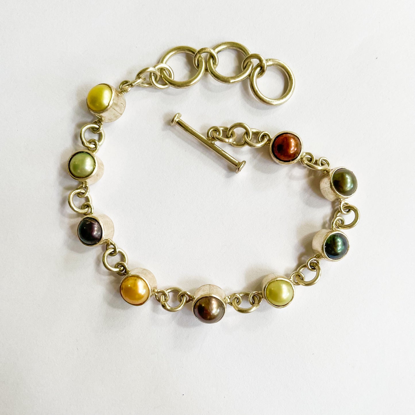 Fall Color Pearl Bracelet - Solid Sterling Silver