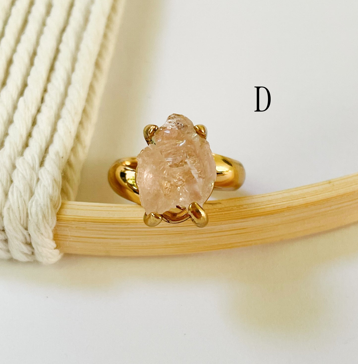 Raw Kunzite Prong Ring - Alchemia Gold