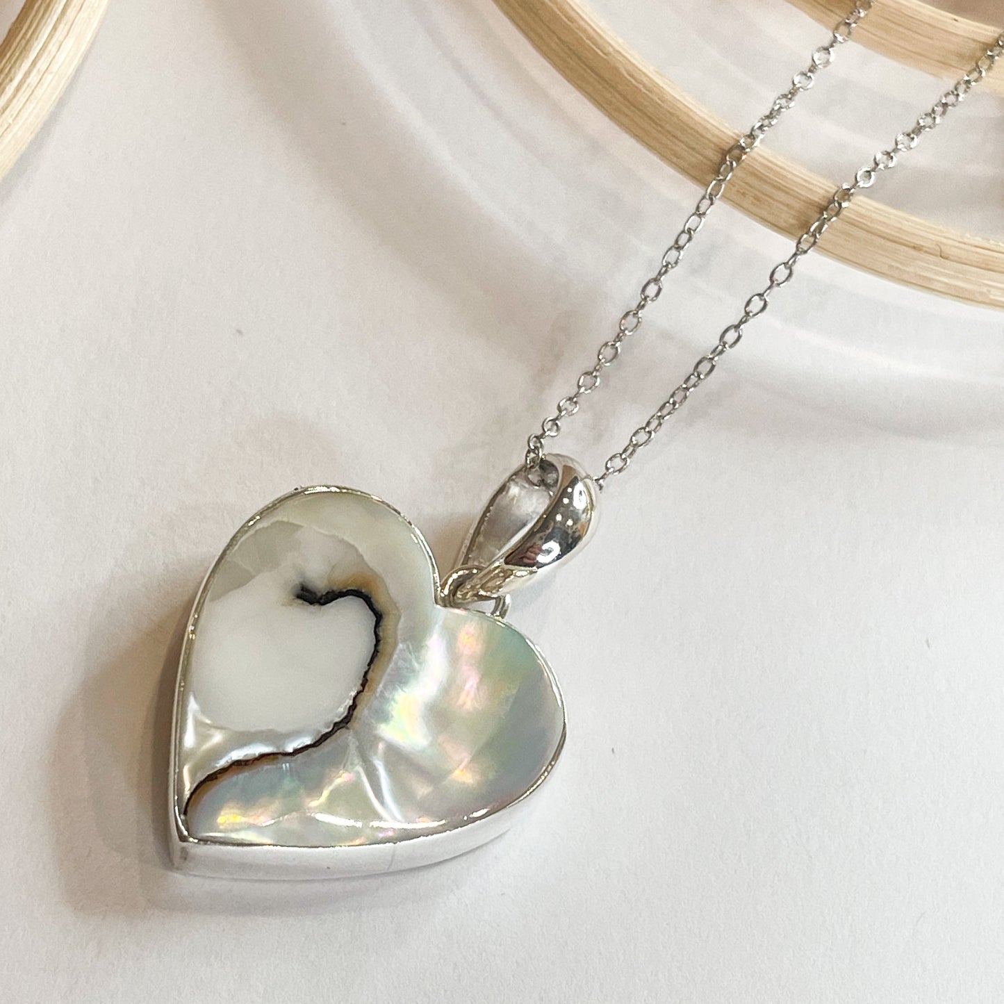 Shiva Shell Heart Pendant - Solid Sterling Silver