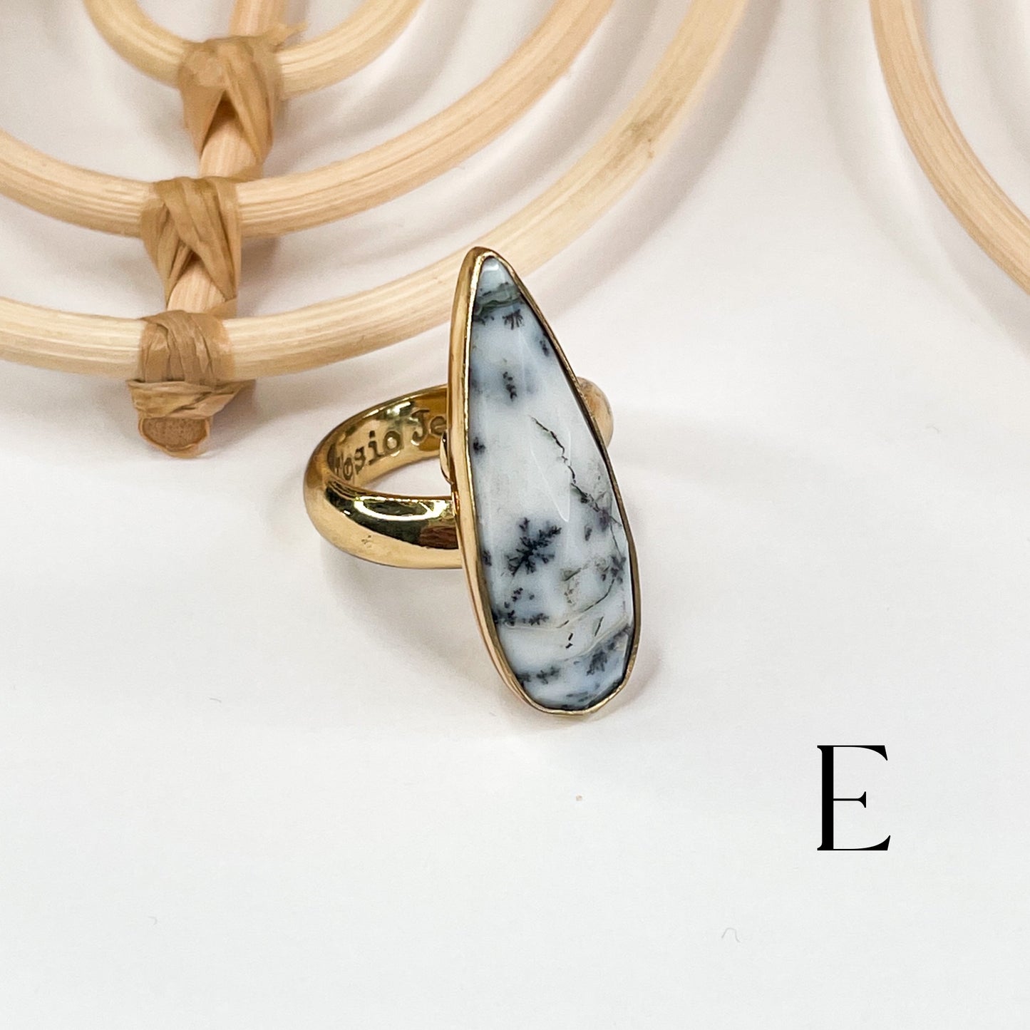 Slender Dendrite Opal Ring - Alchemia