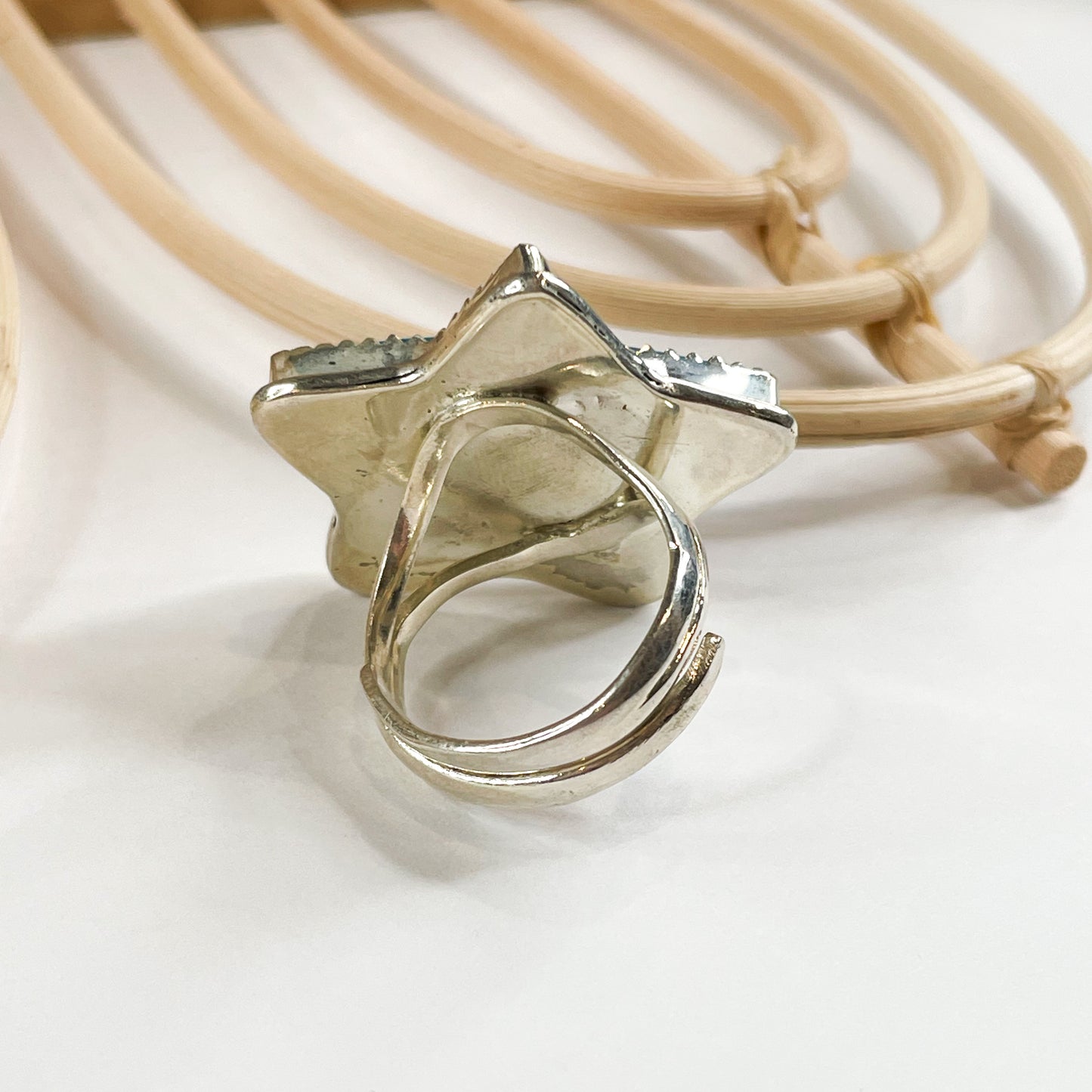 Blue Howlite Star Ring - Solid Sterling Silver