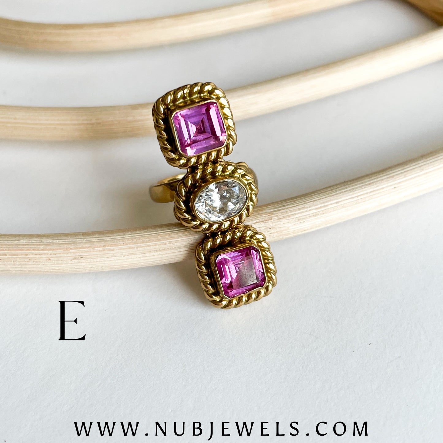 Pink Sapphire & CZ Crawler Ring - Alchemia