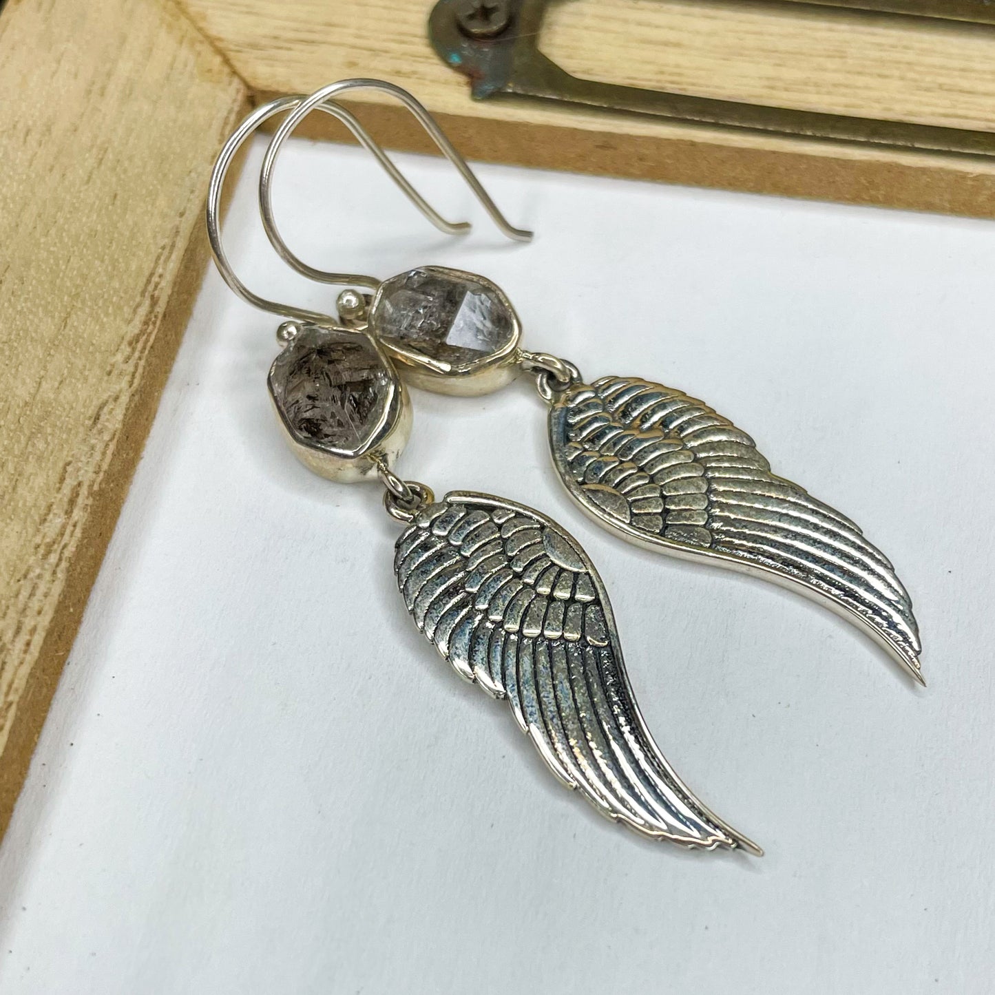 Freeform Herkimer Angel Wing Earrings - SSS