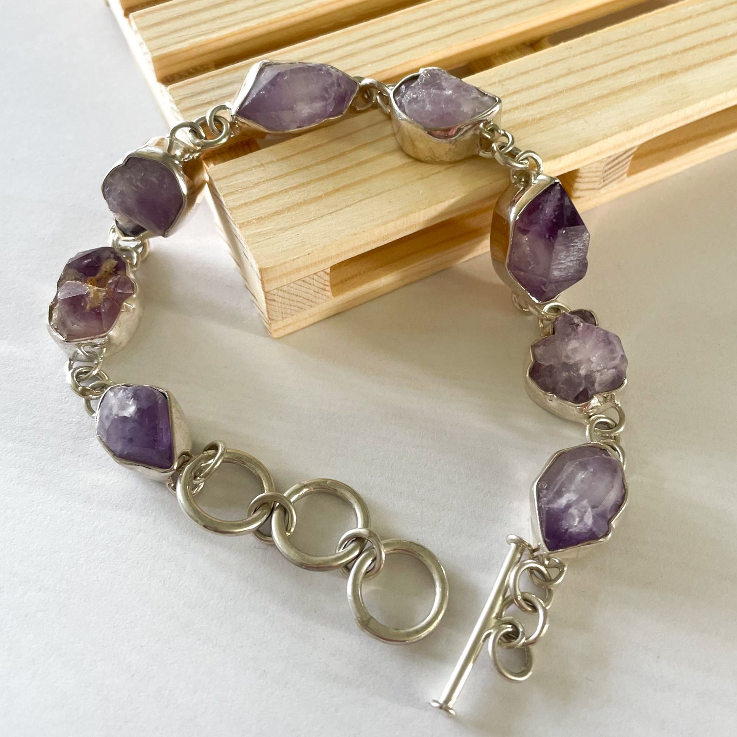 Raw Purple Quartz Bracelet - Sterling Silver