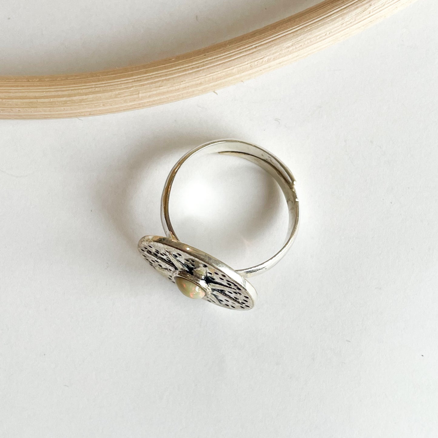 Ethiopian Opal Sun Ring - Solid Sterling Silver