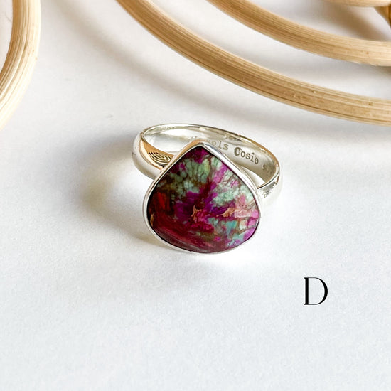 Tie Dye Purple & Blue Jasper Ring - Solid Sterling Silver