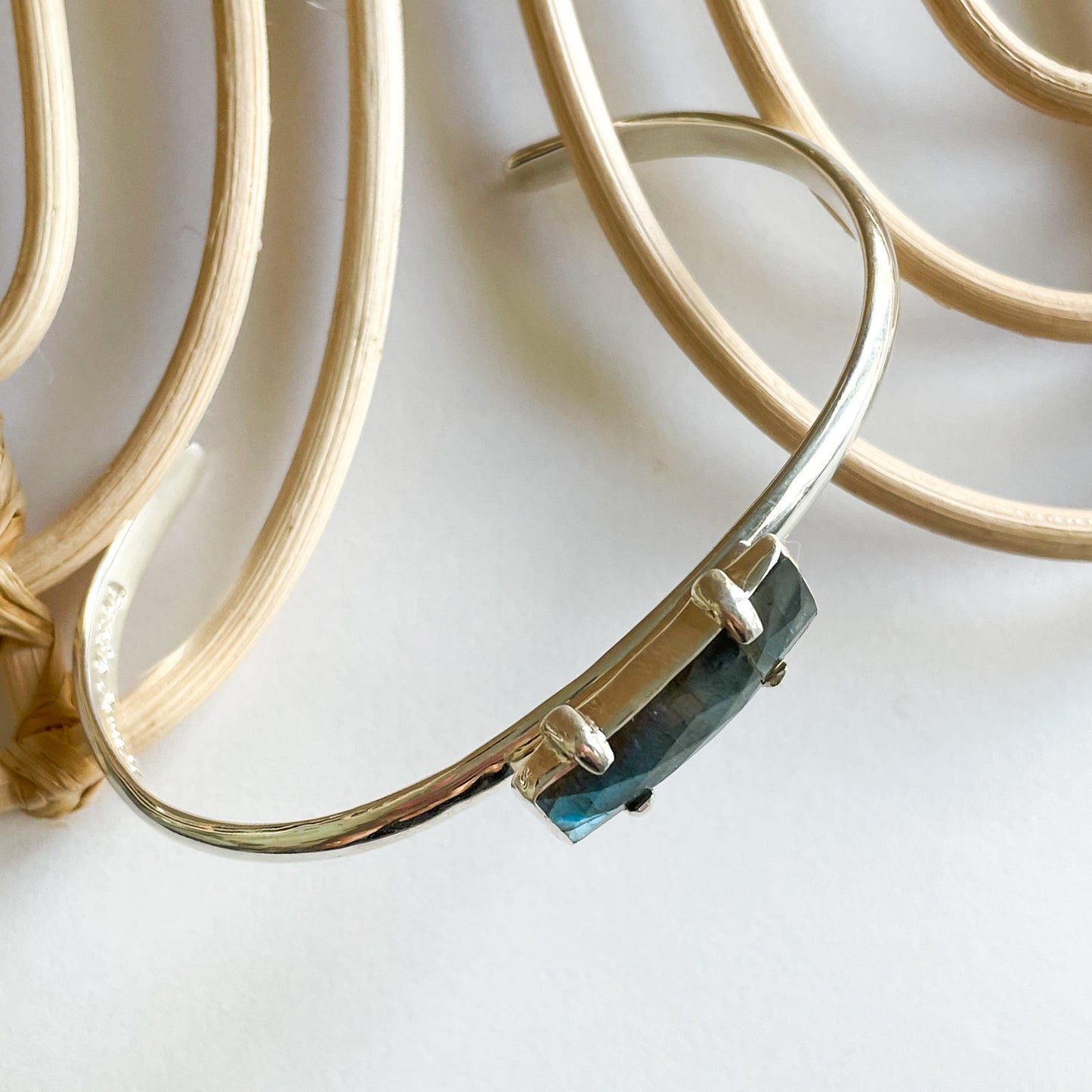 Labradorite Slim Prong Cuff - Solid Sterling Silver