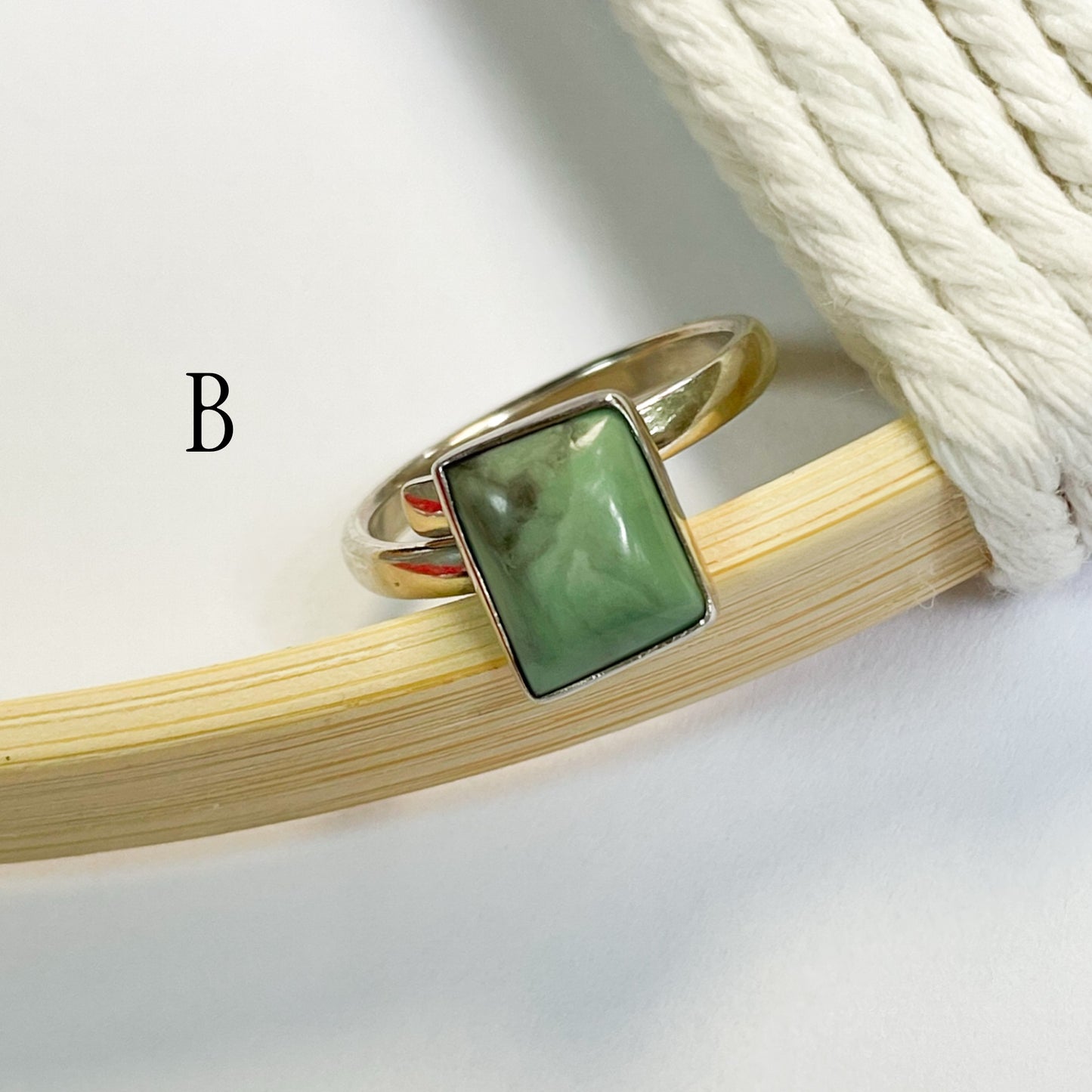 Dainty Green Turquoise Ring - Solid Sterling Silver