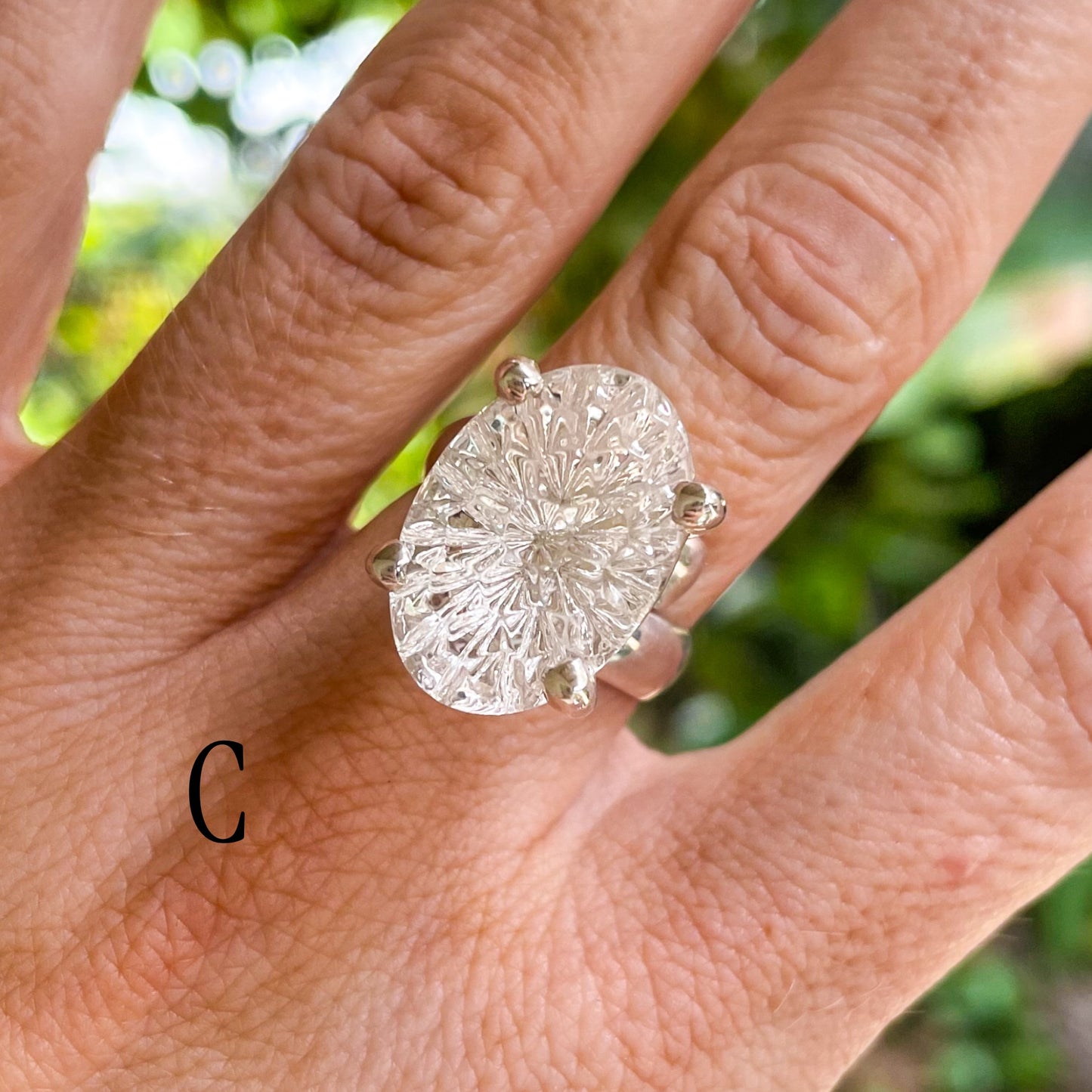 Clear Quartz Special Cut Prong Rings - Solid Sterling Silver