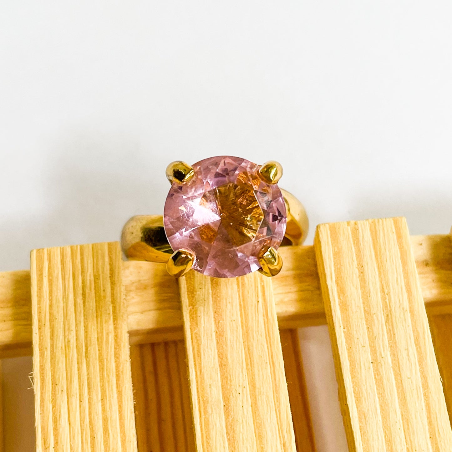 Pink Polka Dot Prong Ring - Alchemia Gold