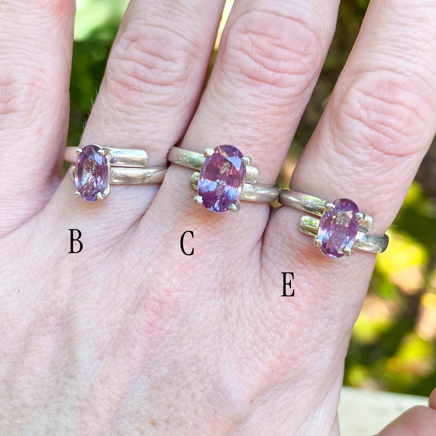 Color Changing Sapphire Prong Ring - Solid Sterling Silver