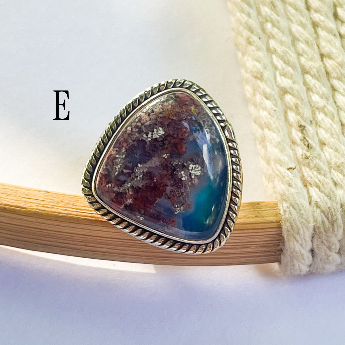 Aura Opal & Moss Agate Ring & Pendant - Solid Sterling Silver