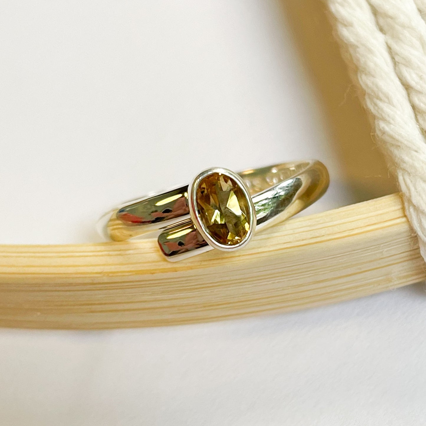Dainty Citrine Ring - Solid Sterling Silver