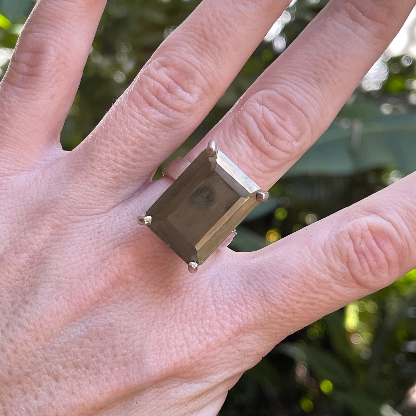 Pyrite Prong Ring - Solid Sterling Silver