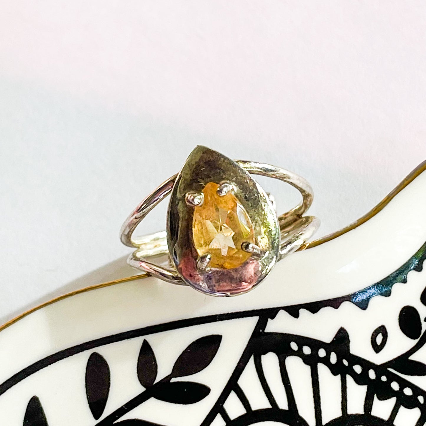 Citrine Dainty Prong Ring - Solid Sterling Silver