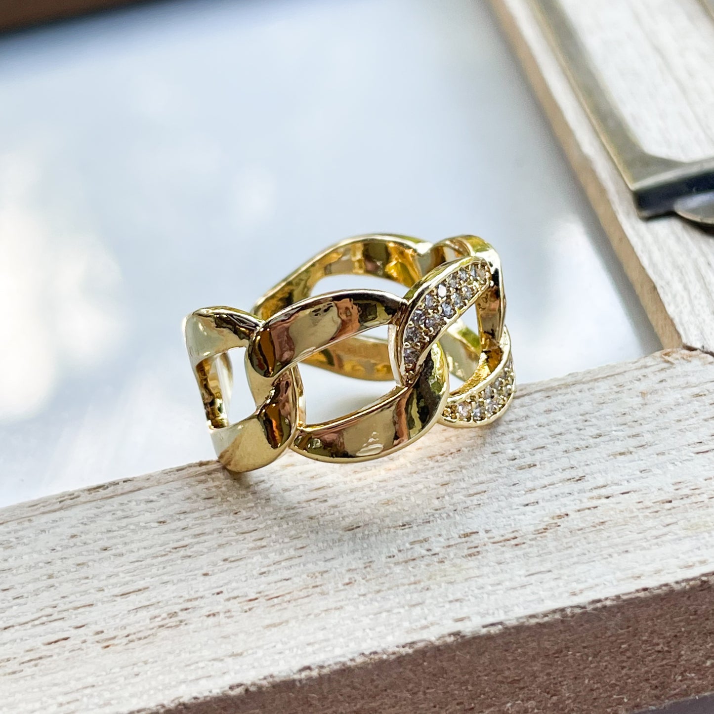 Epic CZ Link Ring - 18K Gold Filled