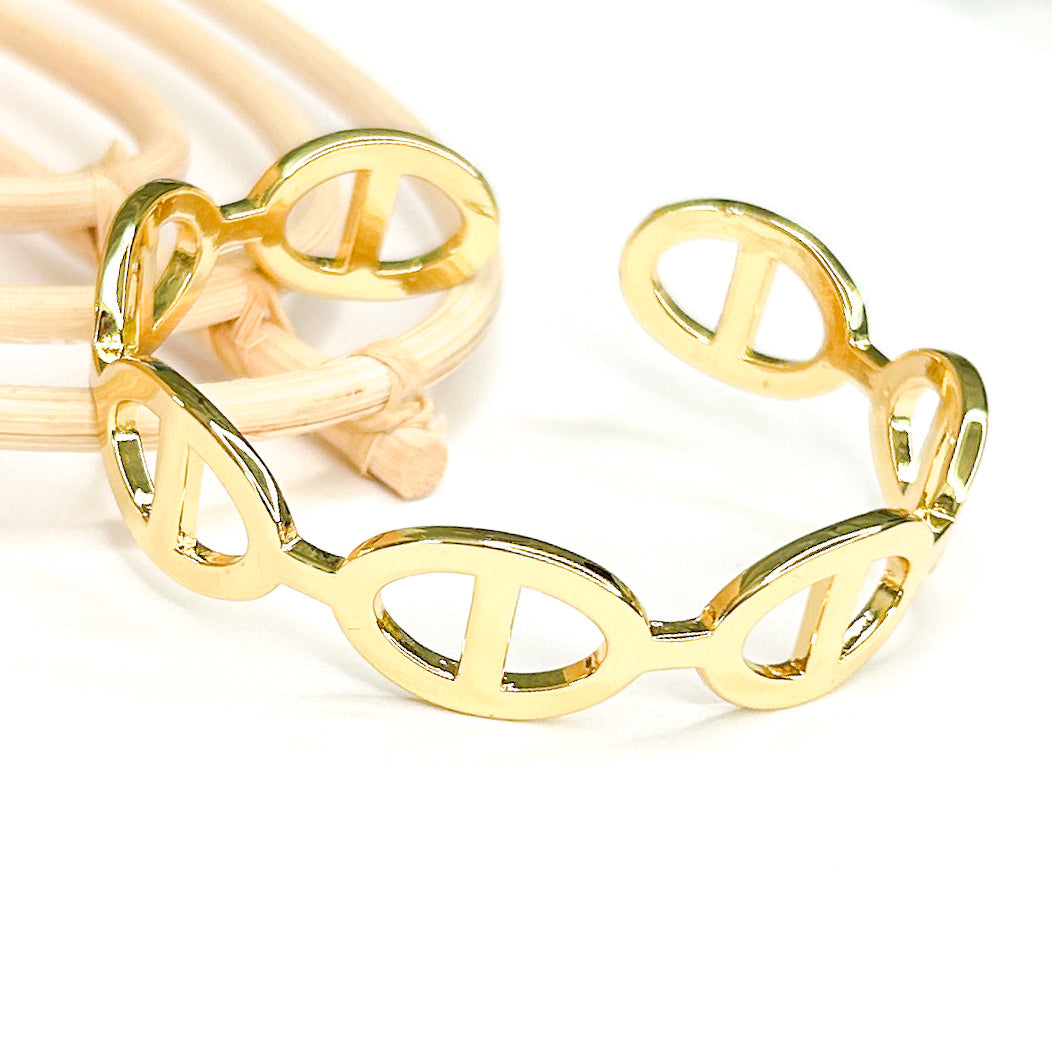 Puff Mariner Design Cuff - 18K Gold Filled