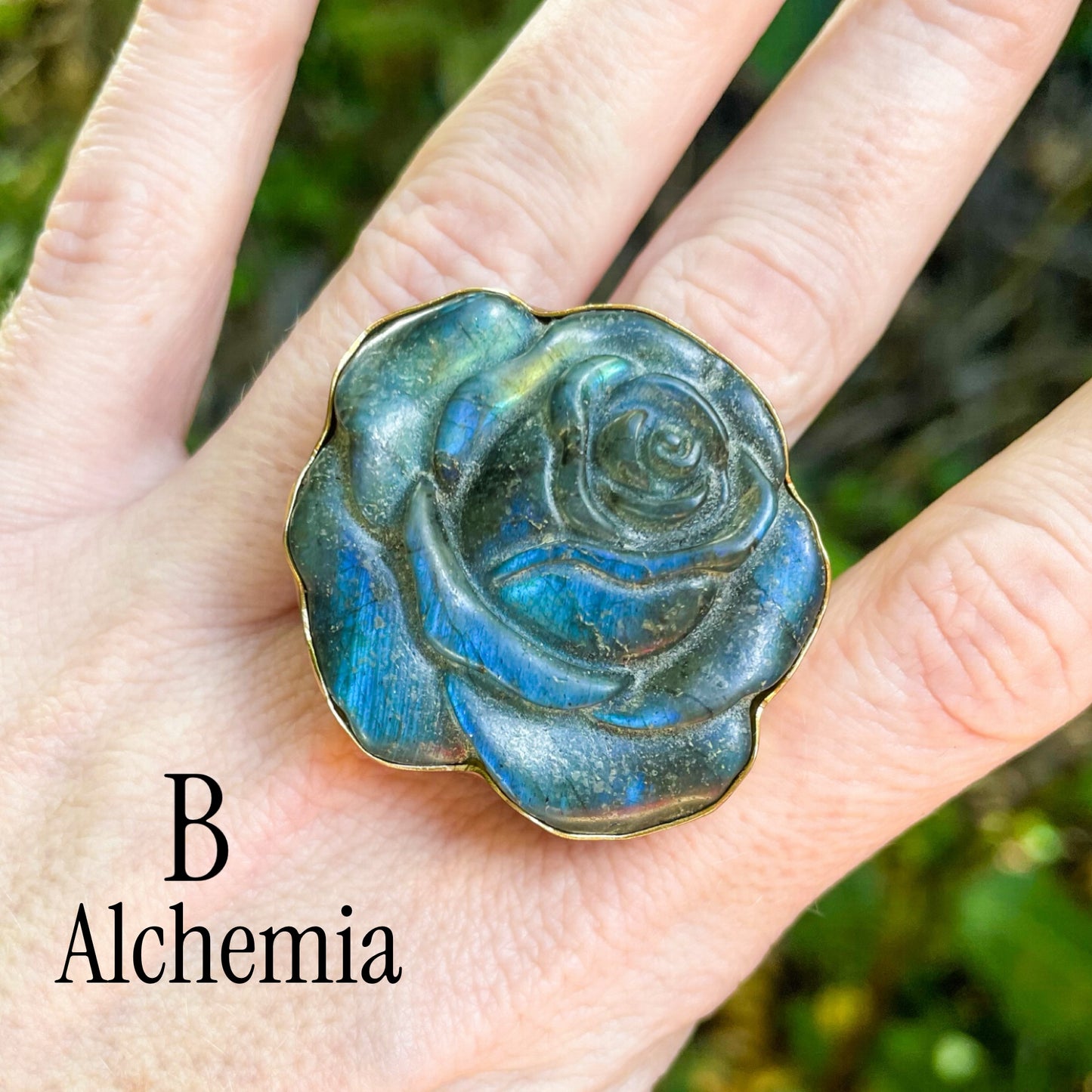 Labradorite Flower Pendant & Ring - Silver or Alchemia