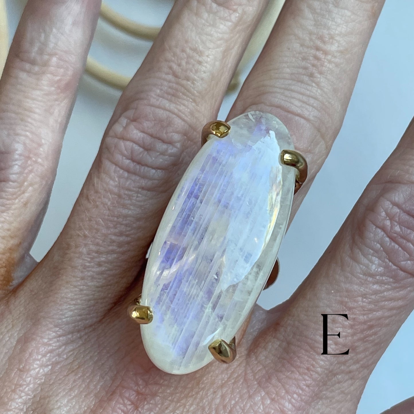 Rainbow Moonstone Statement Prong Ring - Alchemia