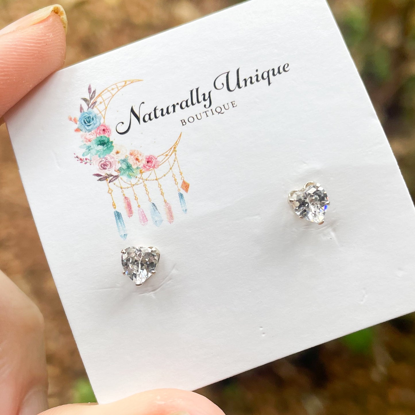 Heart CZ Studs - Solid Sterling Silver