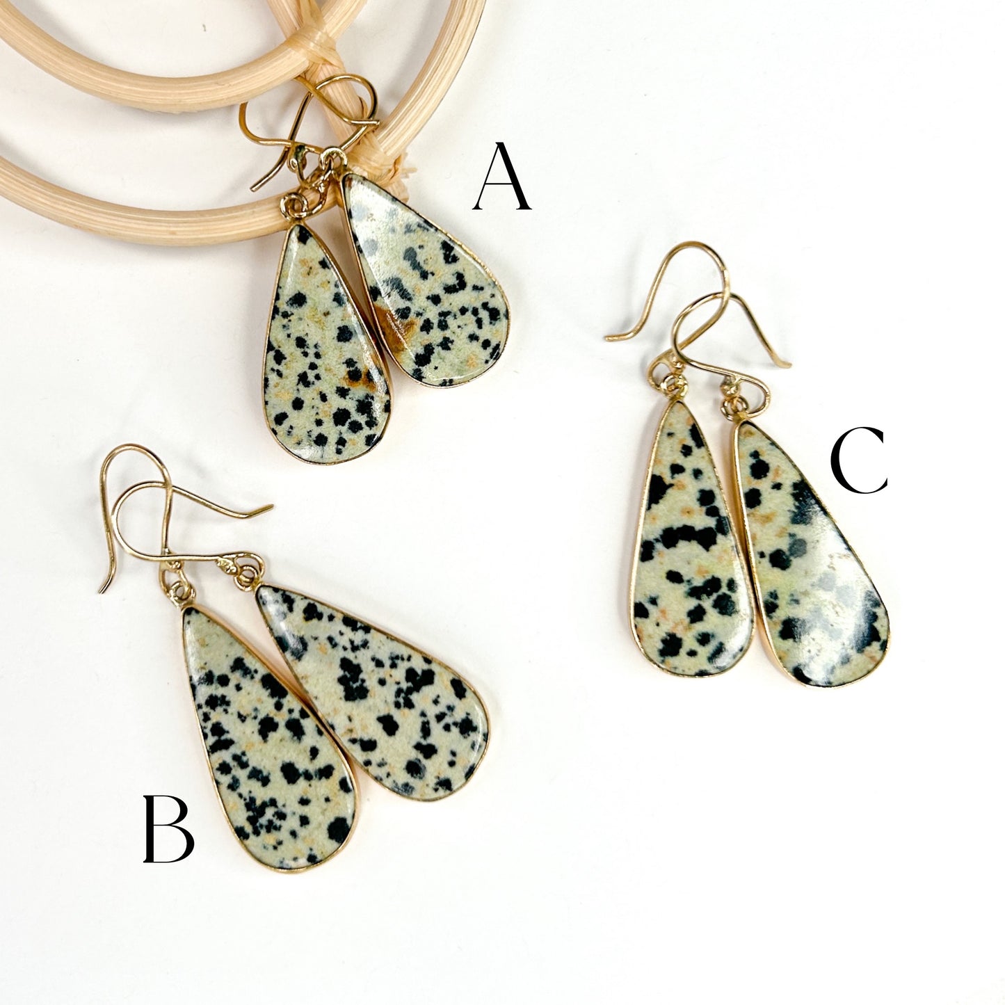 Dalmatian Dangle Earrings - Alchemia